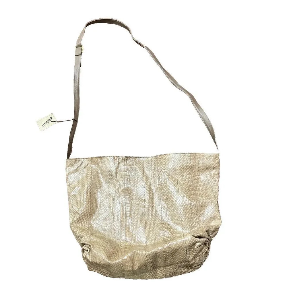 Vtg Designer Valerie Womens Beige Crossbody Snakeskin Adjustable Strap NWT
